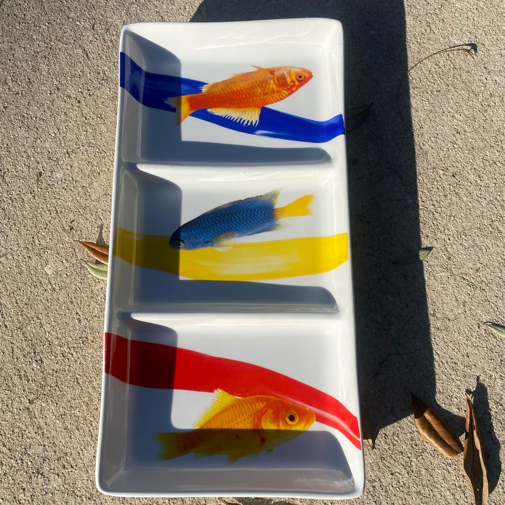 Vintage Colorful Fish Design Ceramic Tray